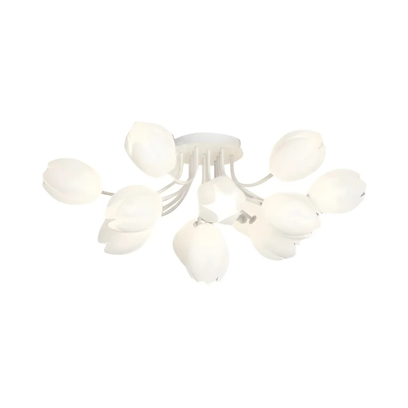 Minimalist Resin White Flower Semi Flush Mount Ceiling Light