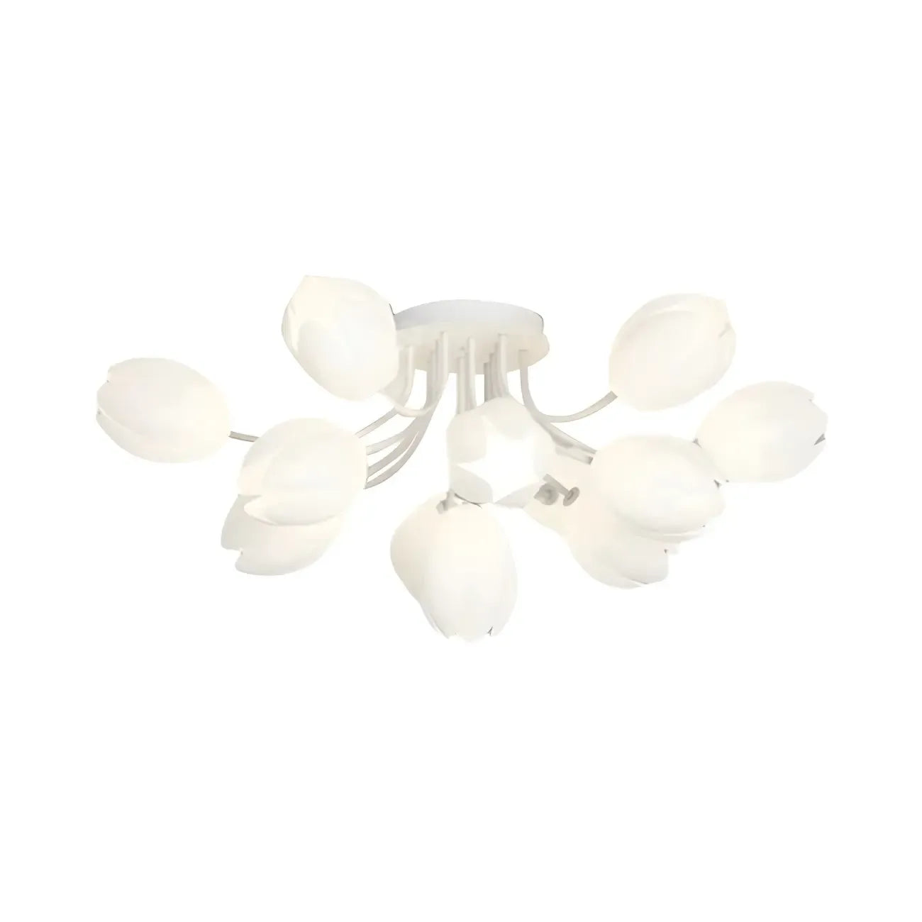Minimalist Resin White Flower Semi Flush Mount Ceiling Light