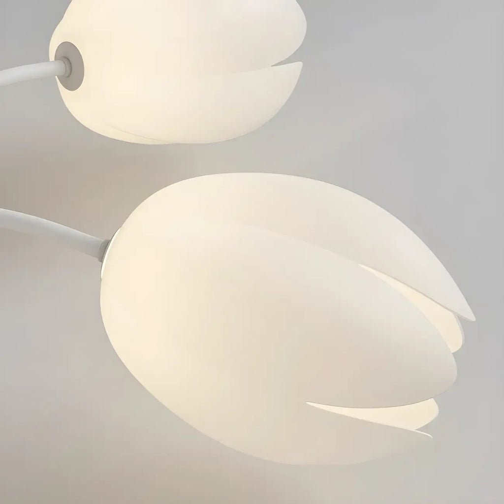 Minimalist Resin White Flower Semi Flush Mount Ceiling Light