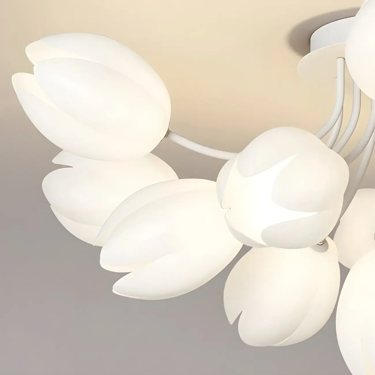 Minimalist Resin White Flower Semi Flush Mount Ceiling Light