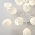 Minimalist Resin White Flower Semi Flush Mount Ceiling Light