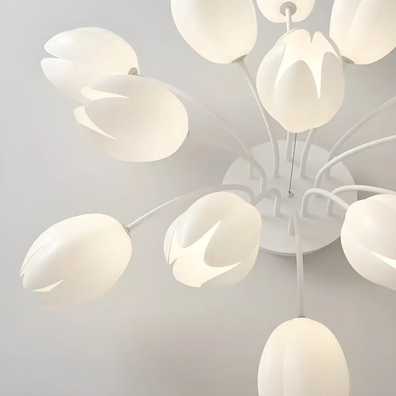 Minimalist Resin White Flower Semi Flush Mount Ceiling Light