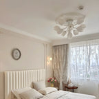Minimalist Resin White Flower Semi Flush Mount Ceiling Light