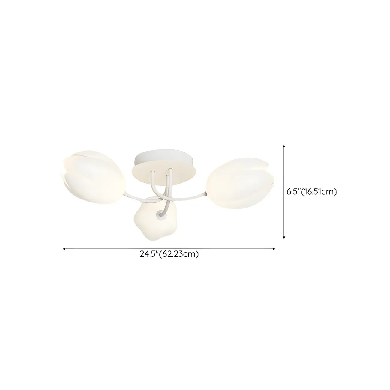 Minimalist Resin White Flower Semi Flush Mount Ceiling Light