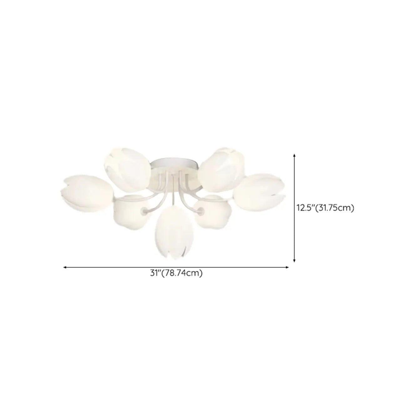 Minimalist Resin White Flower Semi Flush Mount Ceiling Light