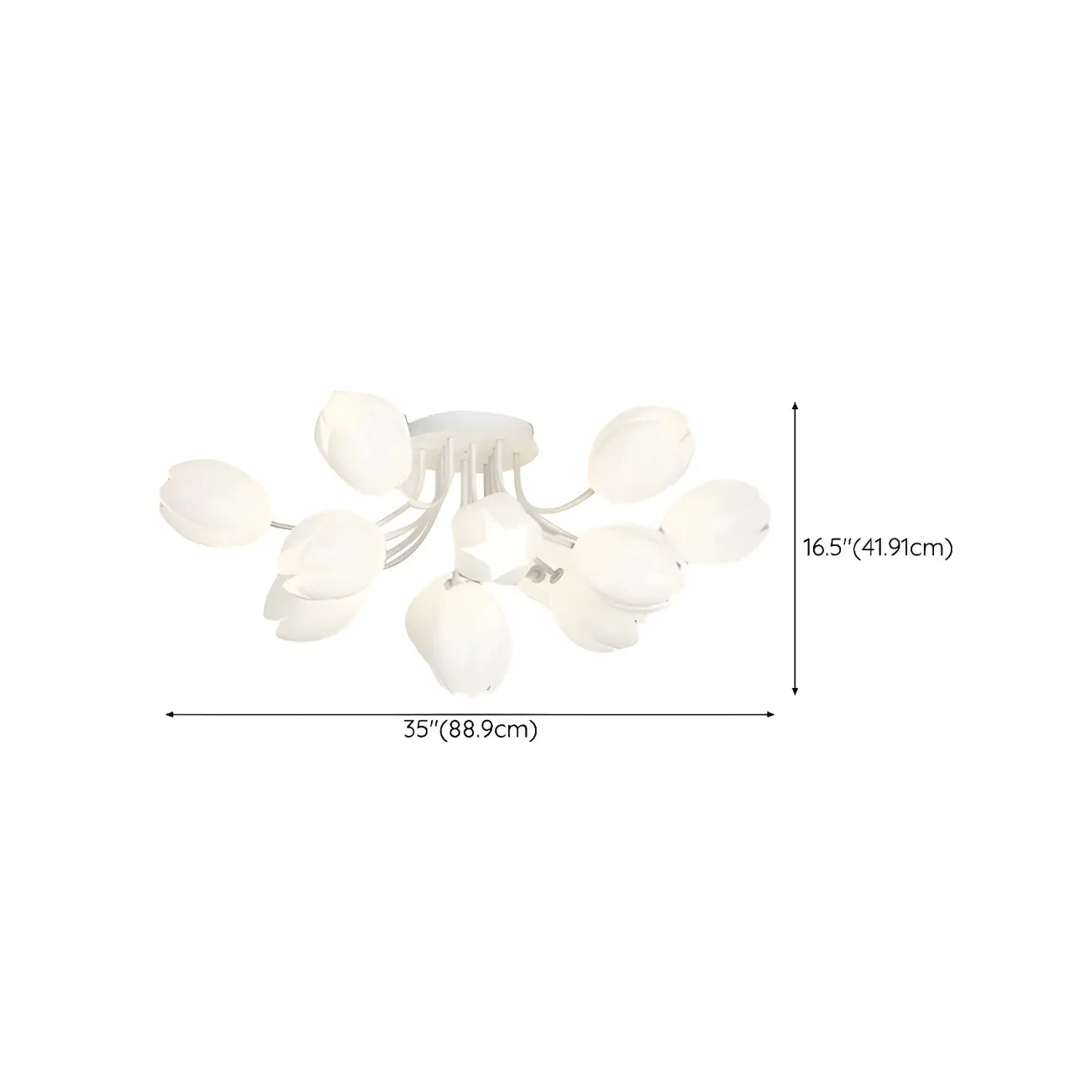Minimalist Resin White Flower Semi Flush Mount Ceiling Light