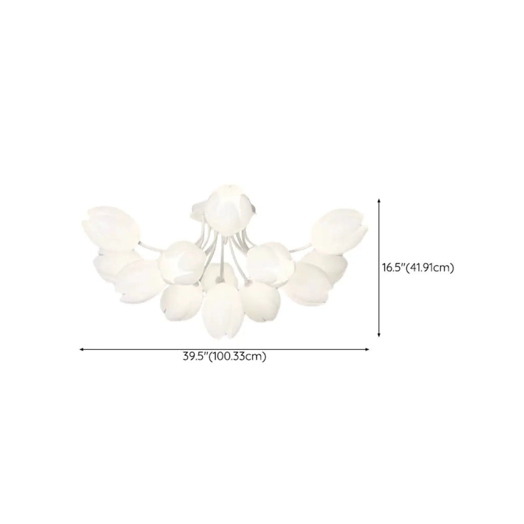 Minimalist Resin White Flower Semi Flush Mount Ceiling Light
