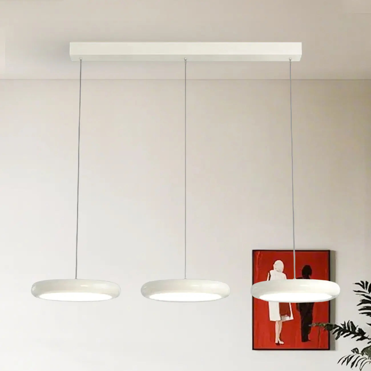 Modern 3 Light Milky Glass LED Pendant Light for Dining Room