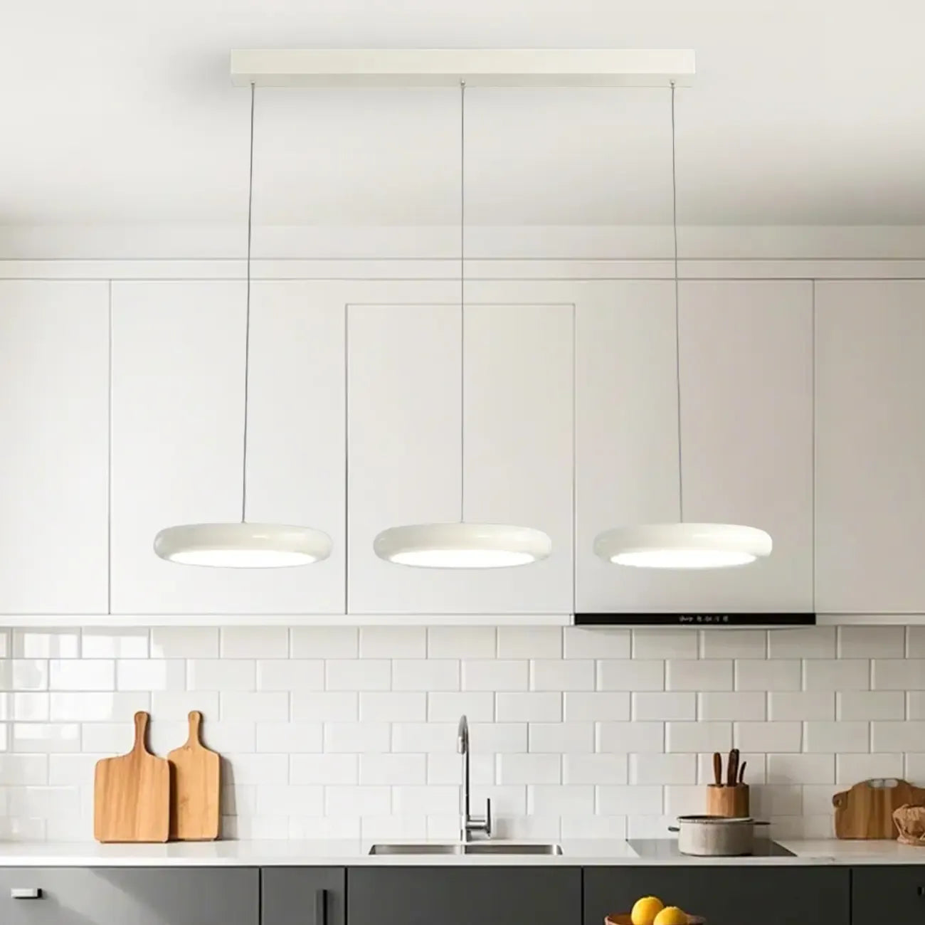 Modern 3 Light Milky Glass LED Pendant Light for Dining Room