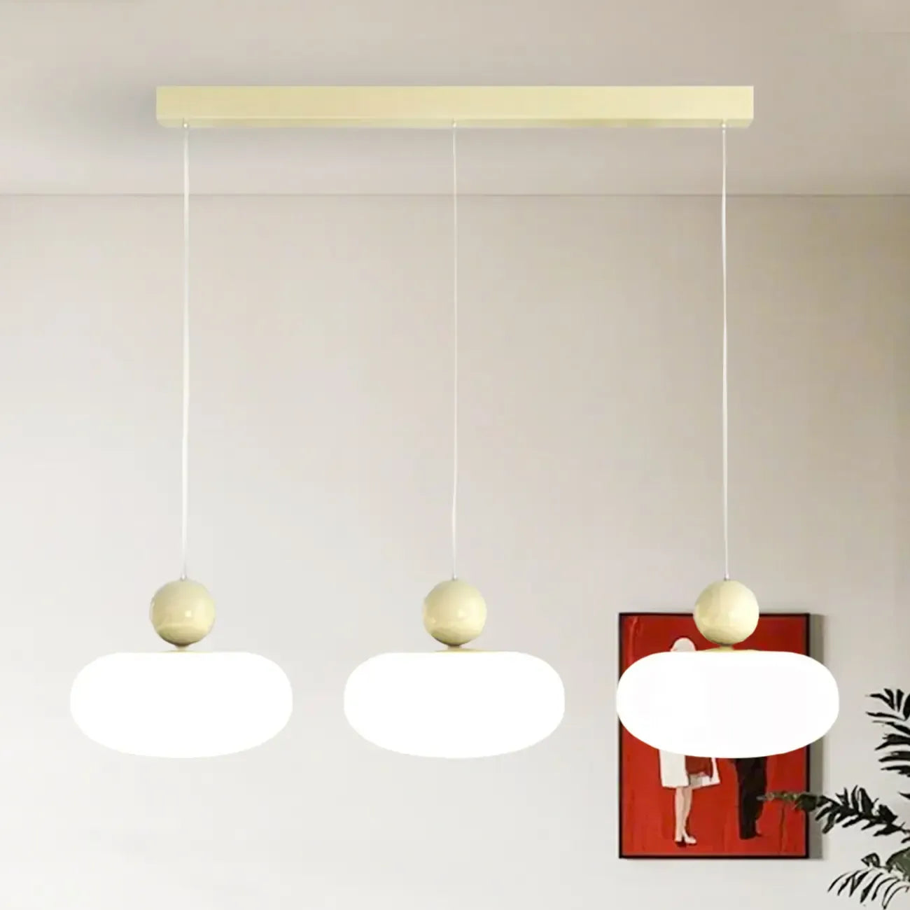 Modern 3 Light Milky Glass LED Pendant Light for Dining Room