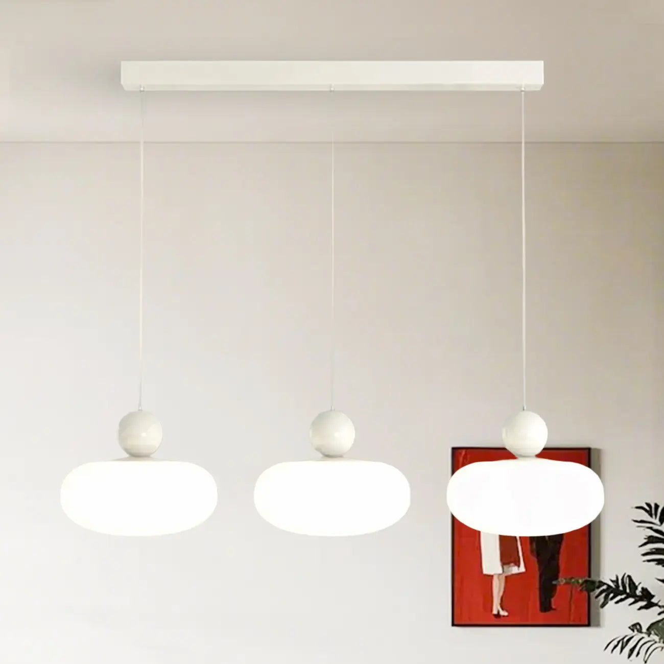 Modern 3 Light Milky Glass LED Pendant Light for Dining Room