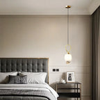 White Glass Pendant Light with Long Cord for Bedside