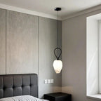 White Glass Pendant Light with Long Cord for Bedside