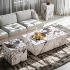 Sleek Sintered Stone Block Base Side Coffee Table