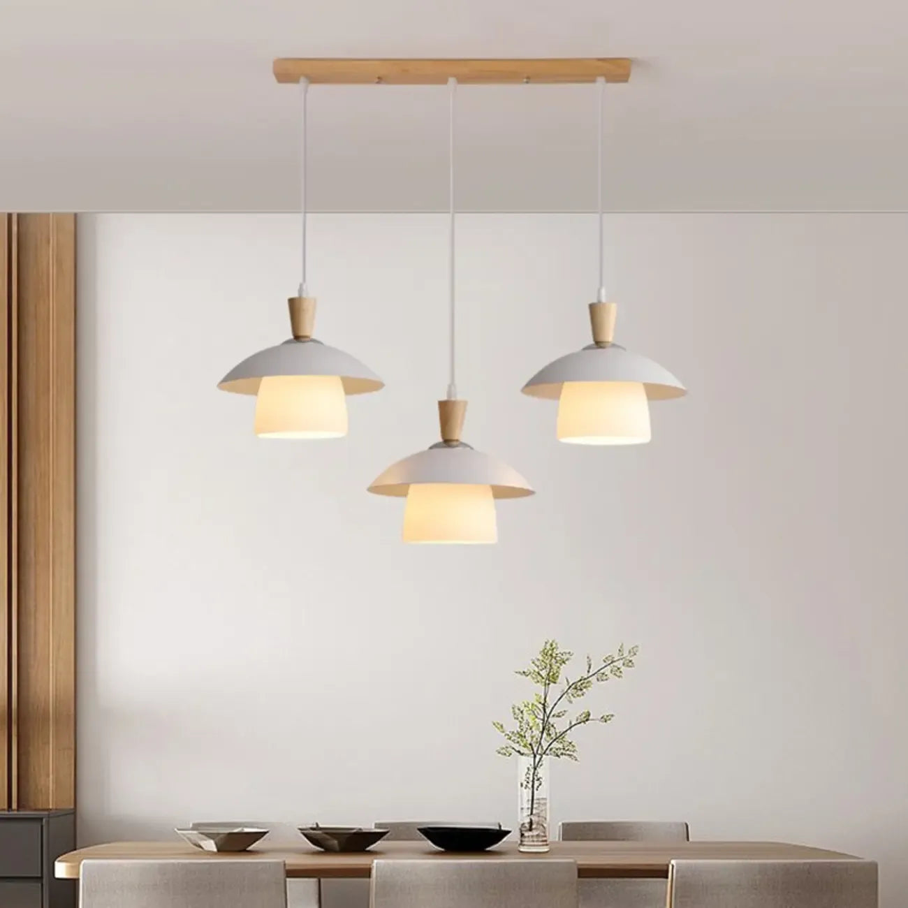 3-Light Modern Wood Island Pendant Lights for Kitchen