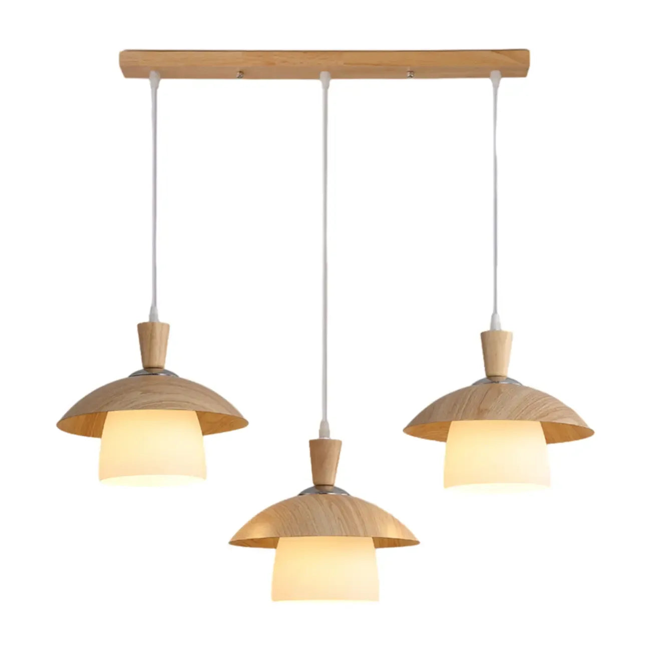 3-Light Modern Wood Island Pendant Lights for Kitchen