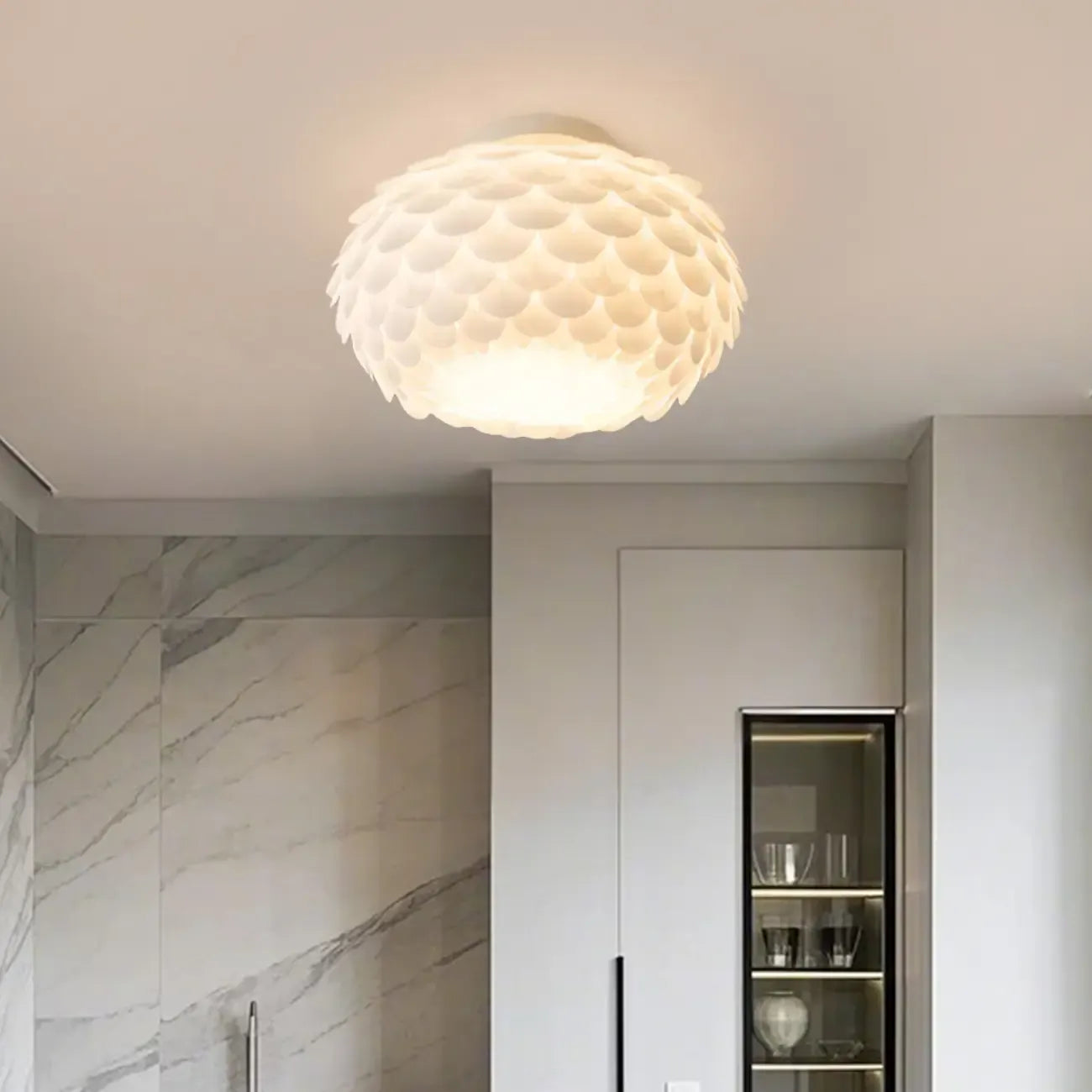 Stylish Ceiling Light with Feather Shade for Home Decor