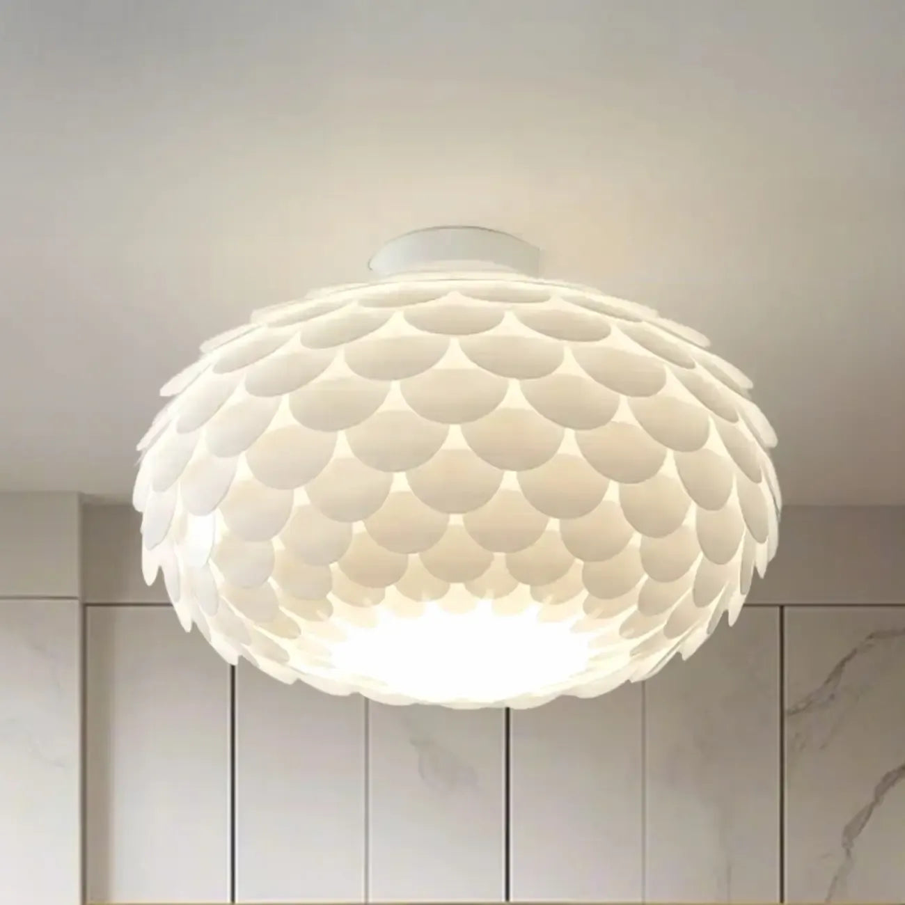 Stylish Ceiling Light with Feather Shade for Home Decor
