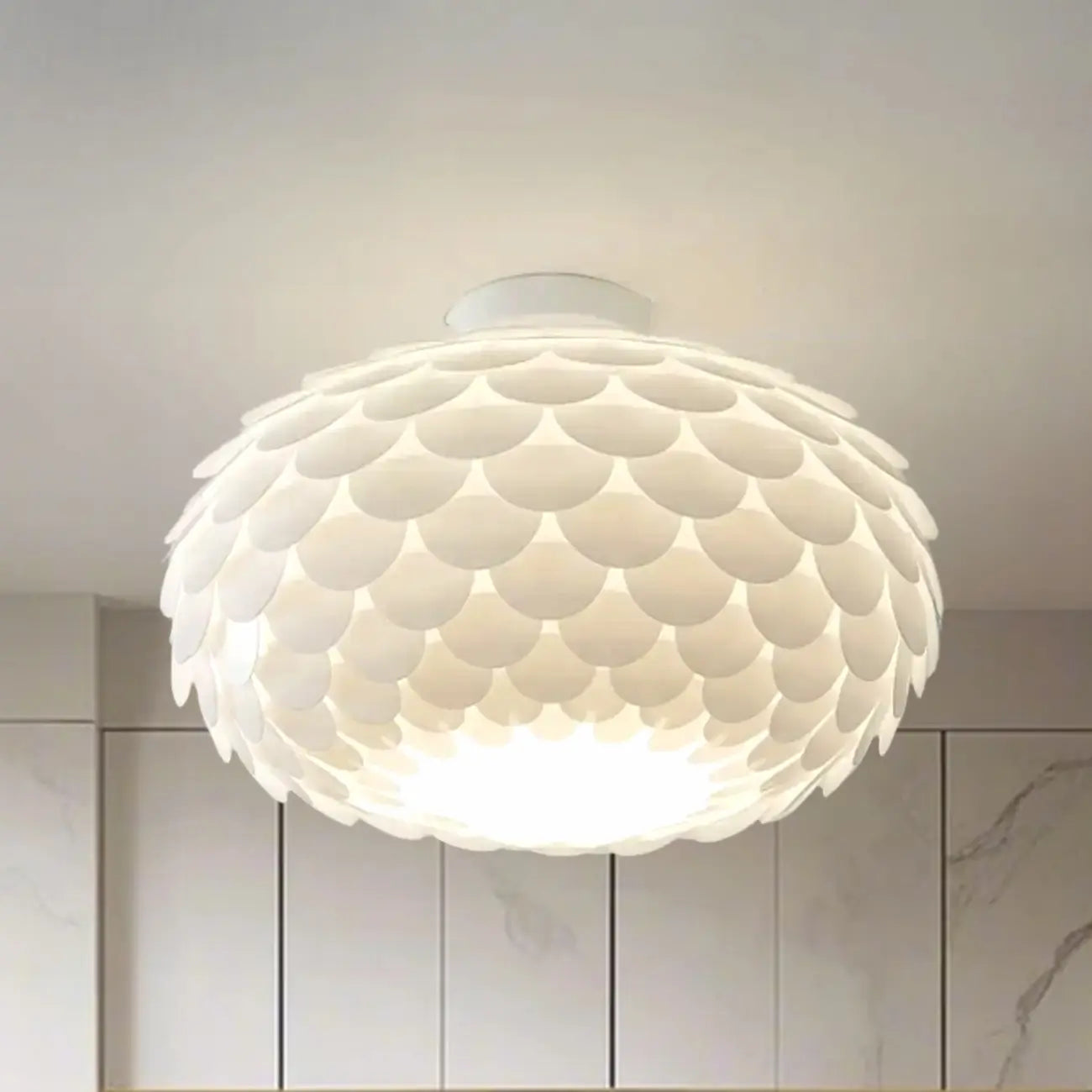 Stylish Ceiling Light with Feather Shade for Home Decor