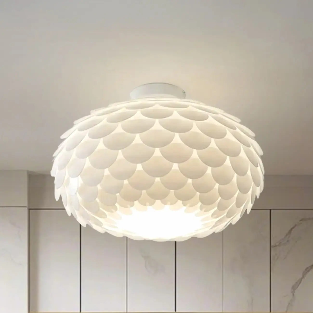Stylish Ceiling Light with Feather Shade for Home Decor