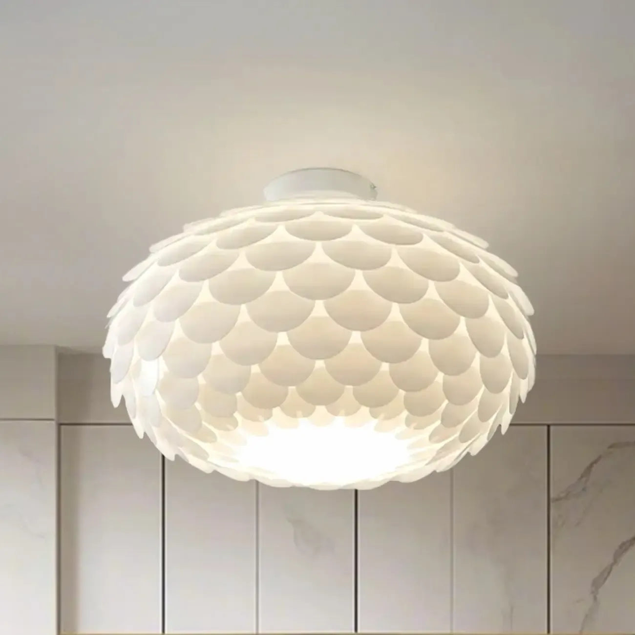 Stylish Ceiling Light with Feather Shade for Home Decor
