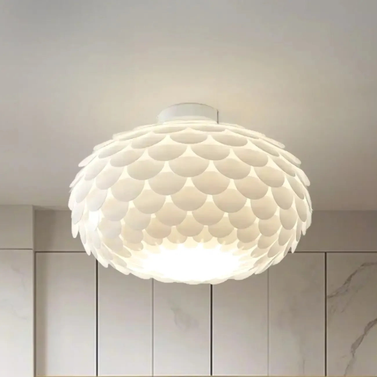 Stylish Ceiling Light with Feather Shade for Home Decor