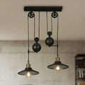 Industrial Black Metal Pulley Pendant Light for Kitchen