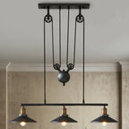 Industrial Black Metal Pulley Pendant Light for Kitchen