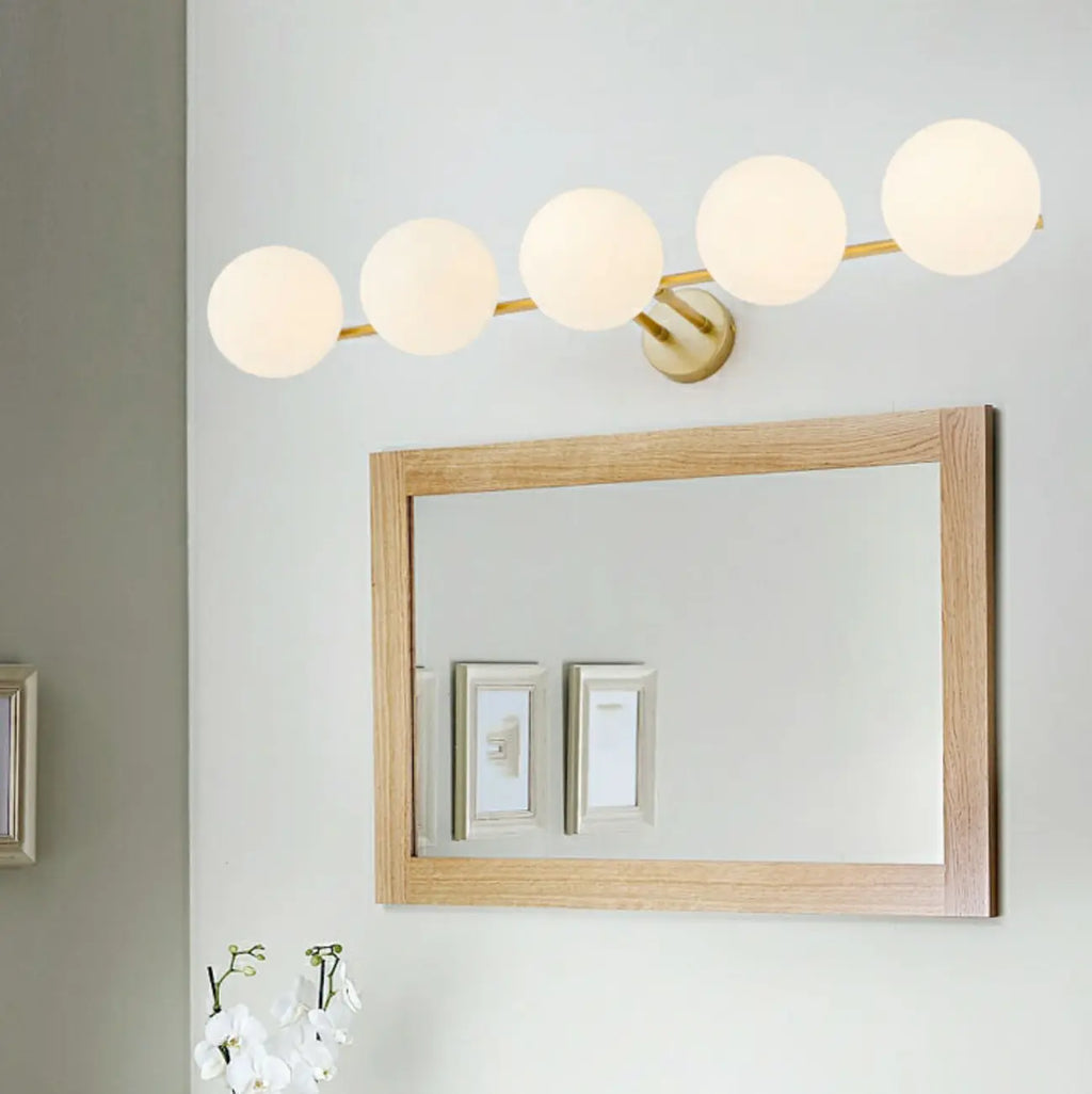 Stretchable Modern White Globe Glass Bathroom Vanity Light