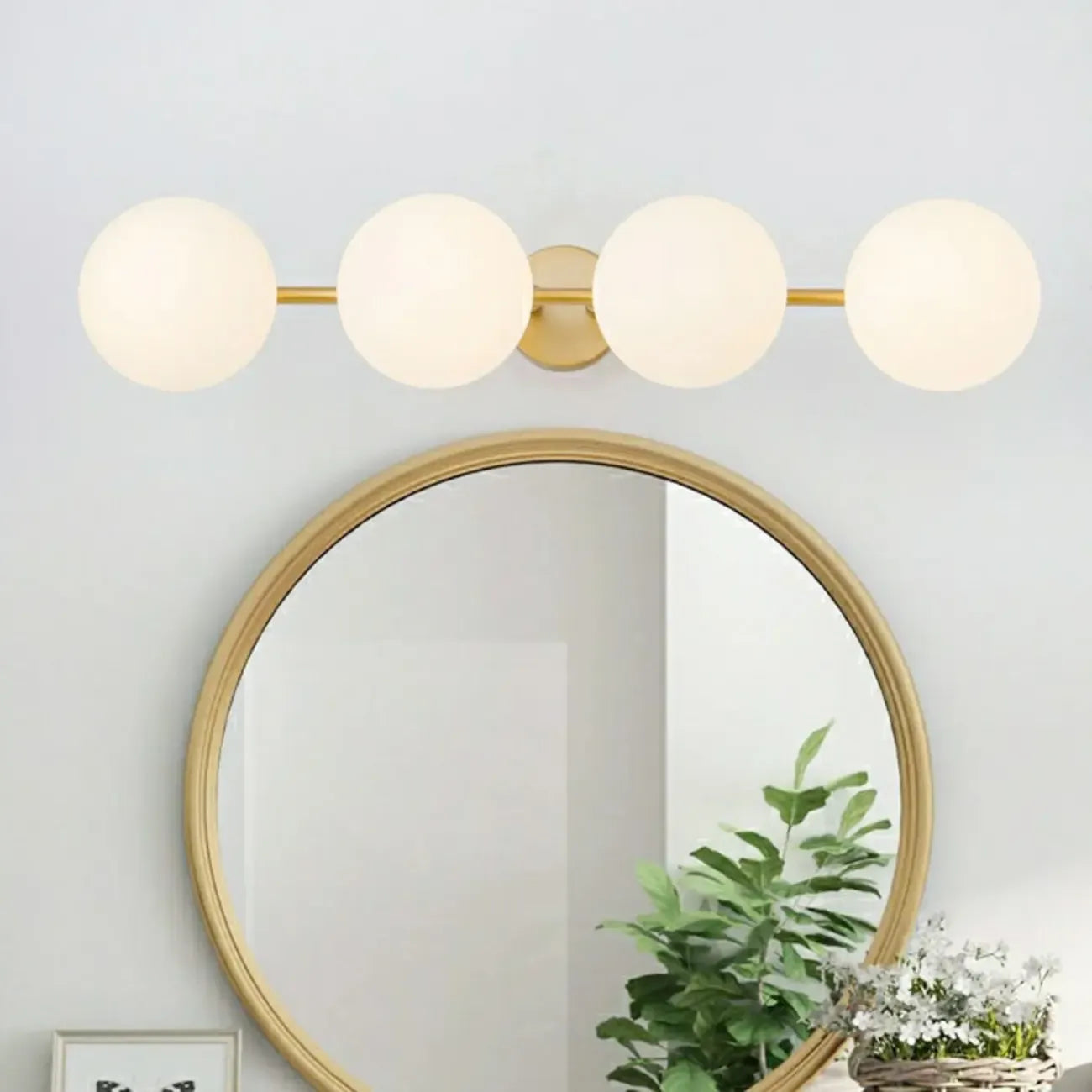 Stretchable Modern White Globe Glass Bathroom Vanity Light