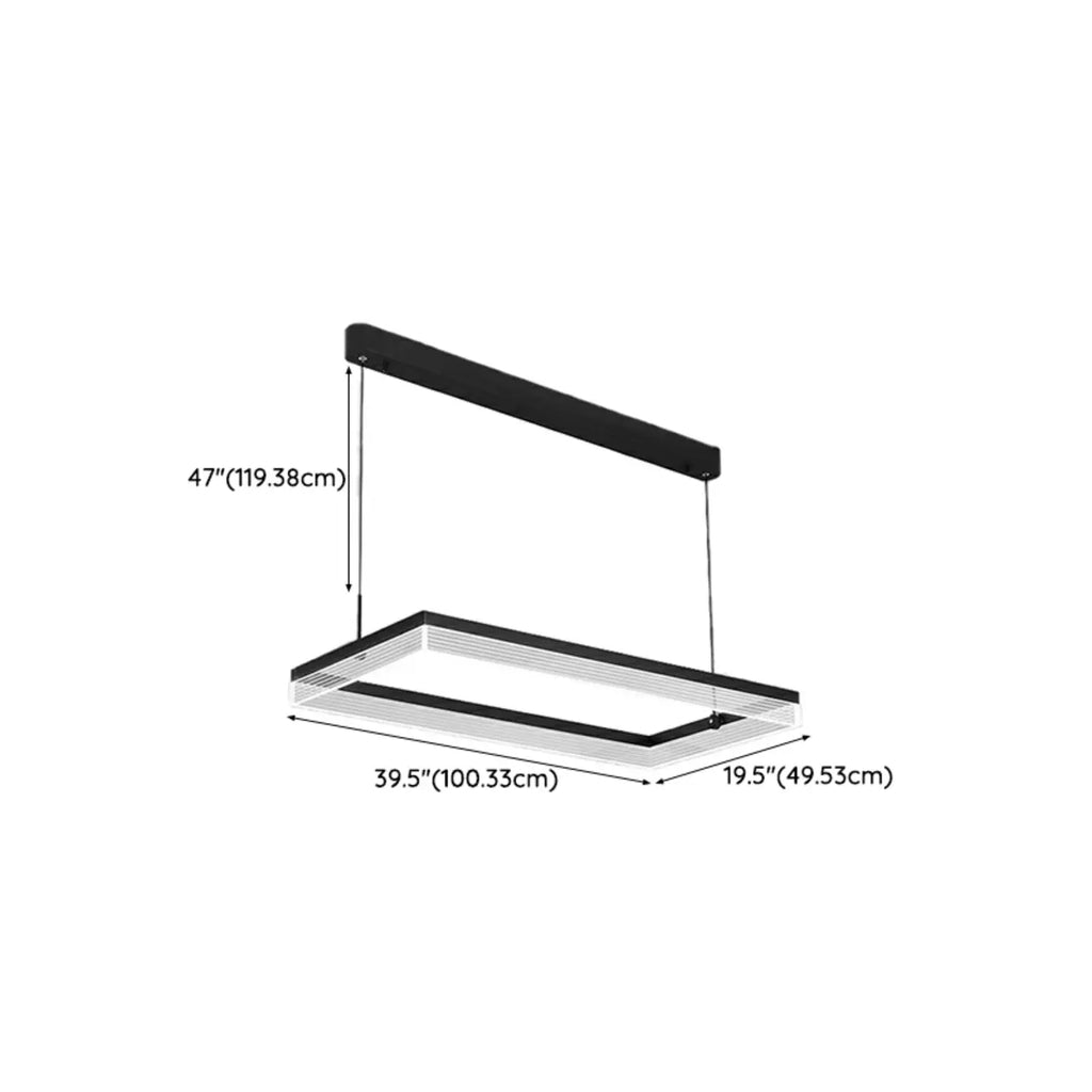 Modern Black Rectangular LED Island Pendant Light