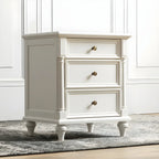 Traditional Ash Wood Nut-Brown 3-Drawer Bedroom Nightstand