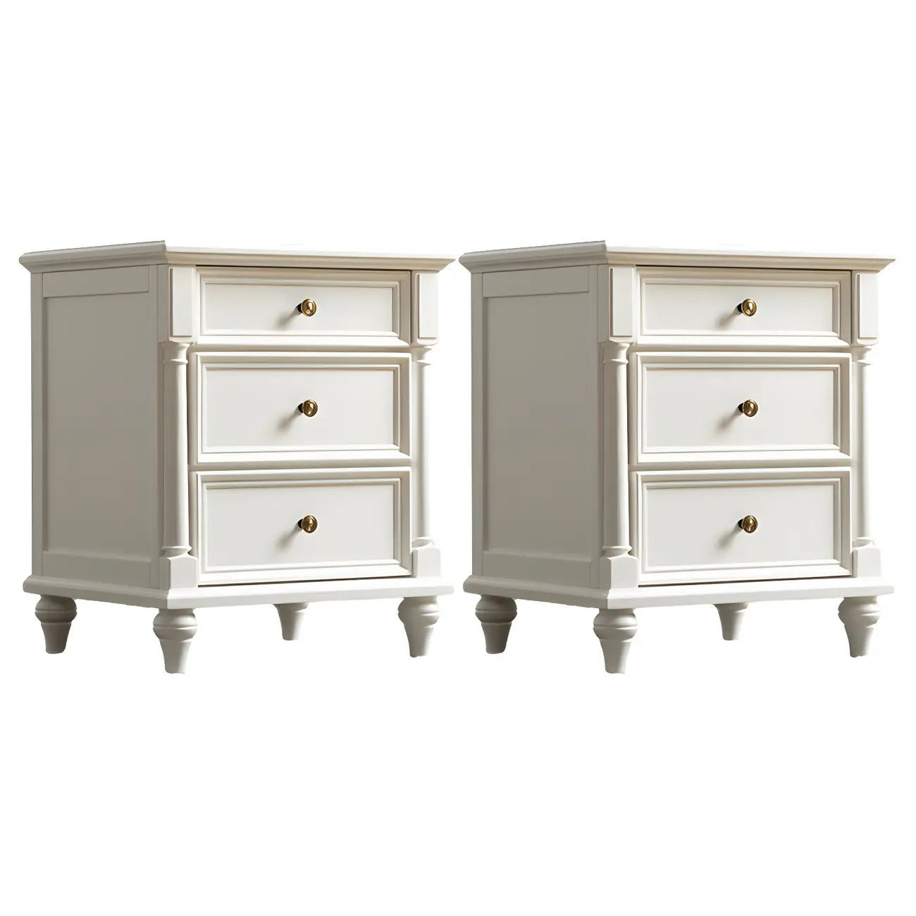 Traditional Ash Wood Nut-Brown 3-Drawer Bedroom Nightstand