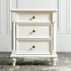Traditional Ash Wood Nut-Brown 3-Drawer Bedroom Nightstand