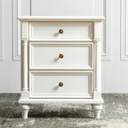 Traditional Ash Wood Nut-Brown 3-Drawer Bedroom Nightstand