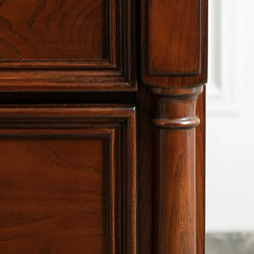 Traditional Ash Wood Nut-Brown 3-Drawer Bedroom Nightstand