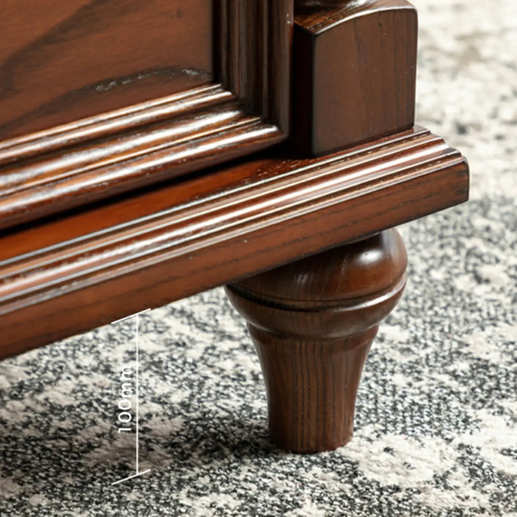 Traditional Ash Wood Nut-Brown 3-Drawer Bedroom Nightstand