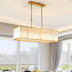 Luxury Crystal Gold Rectangle Island Pendant Light