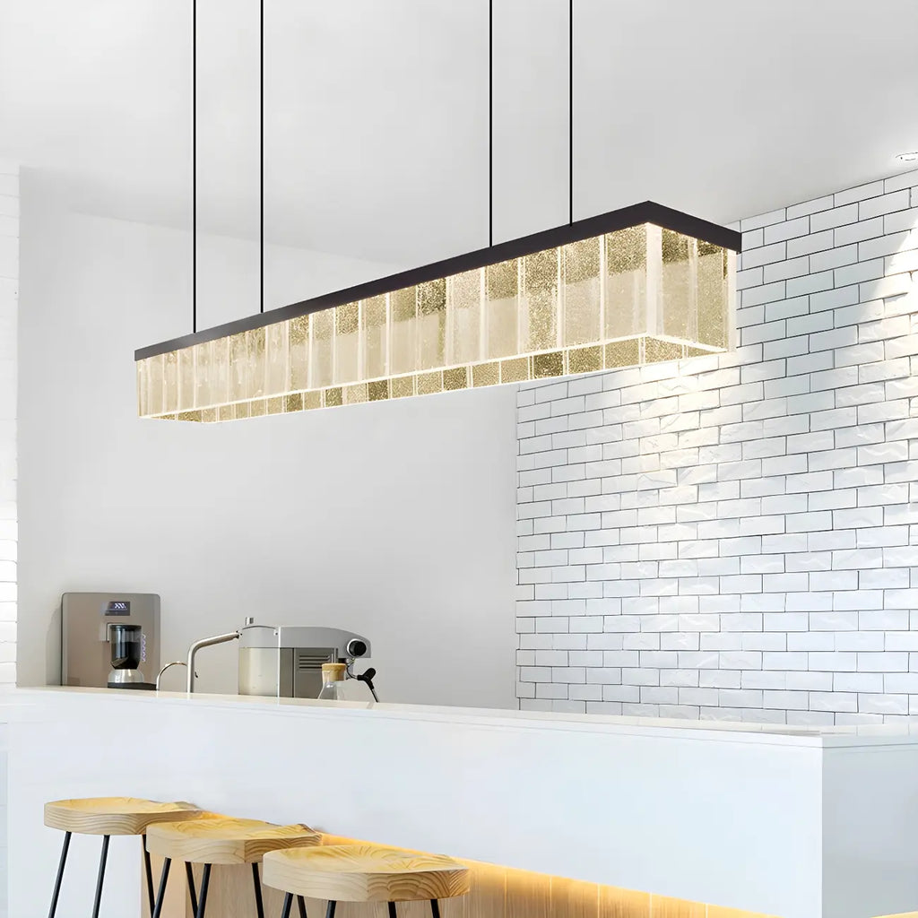 Modern Rectangle LED Island Pendant Light Adjustable for Kitchen