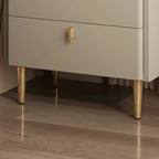 Modern Leather Stone Top Gold Accents 2-Drawer Nightstand