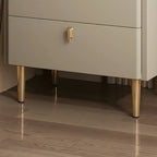 Modern Leather Stone Top Gold Accents 2-Drawer Nightstand