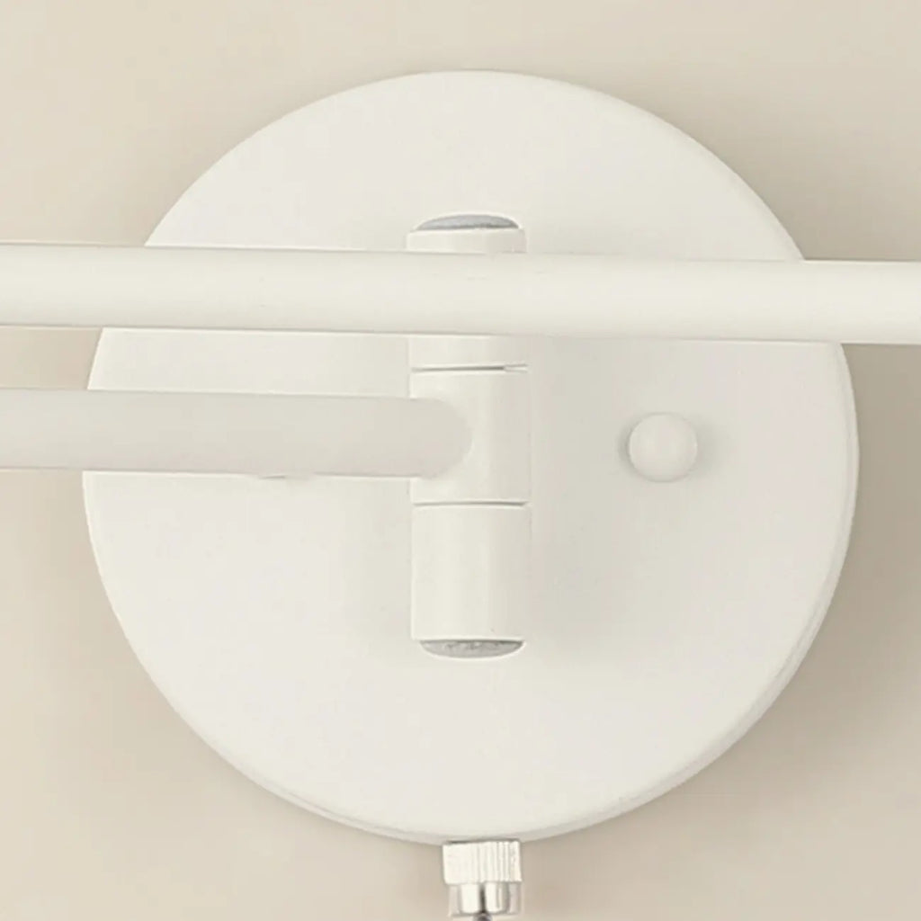 White and Black Metal Swing Arm Wall Light with Cylindrical Shade