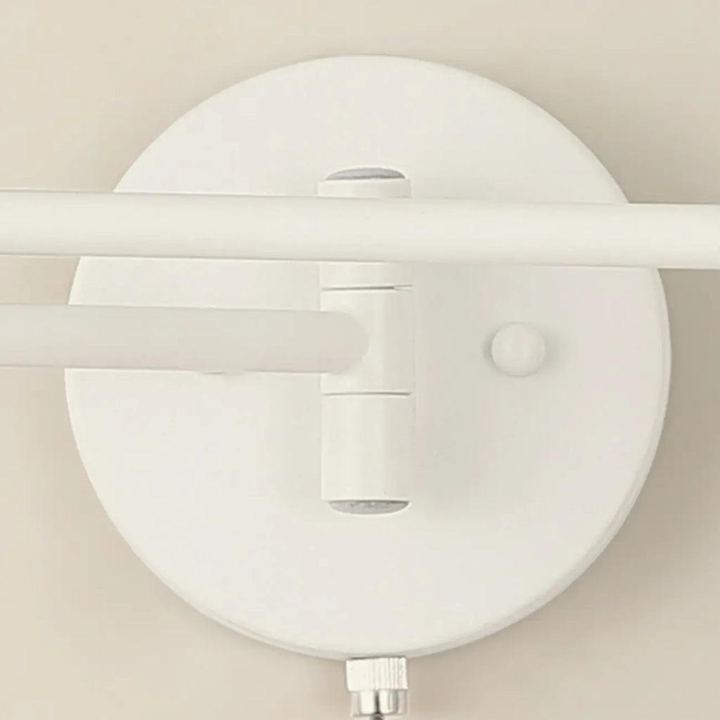 White and Black Metal Swing Arm Wall Light with Cylindrical Shade