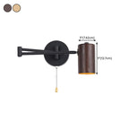 White and Black Metal Swing Arm Wall Light with Cylindrical Shade