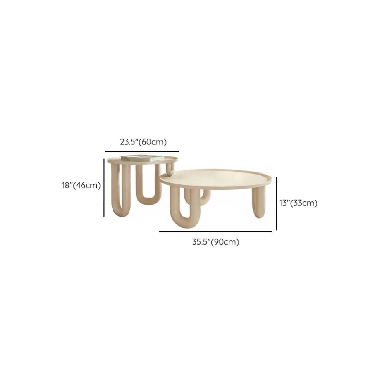 White Round Modern Three-Leg Wood Coffee Table