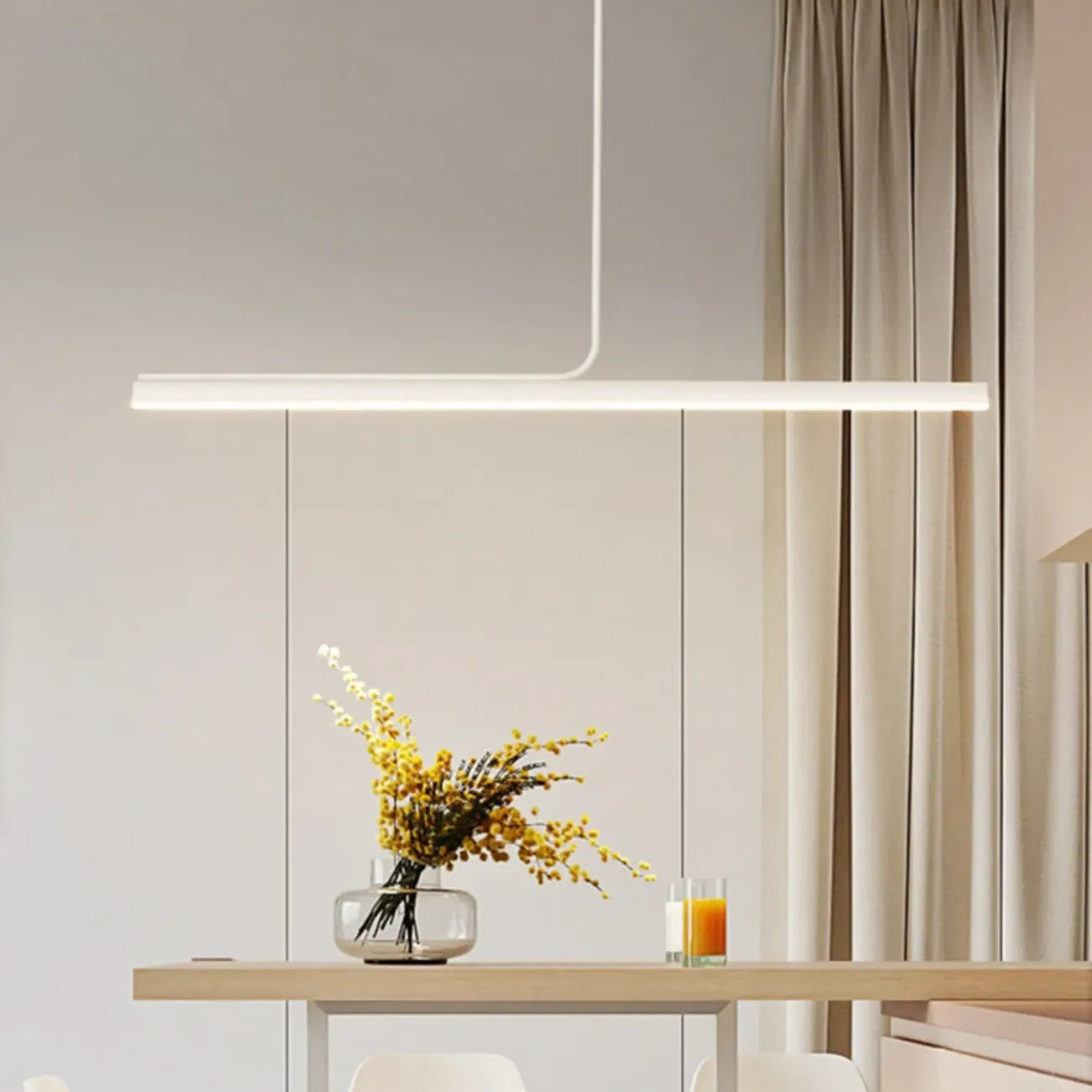 Modern Linear LED Pendant Light Dimmable Metal for Kitchen