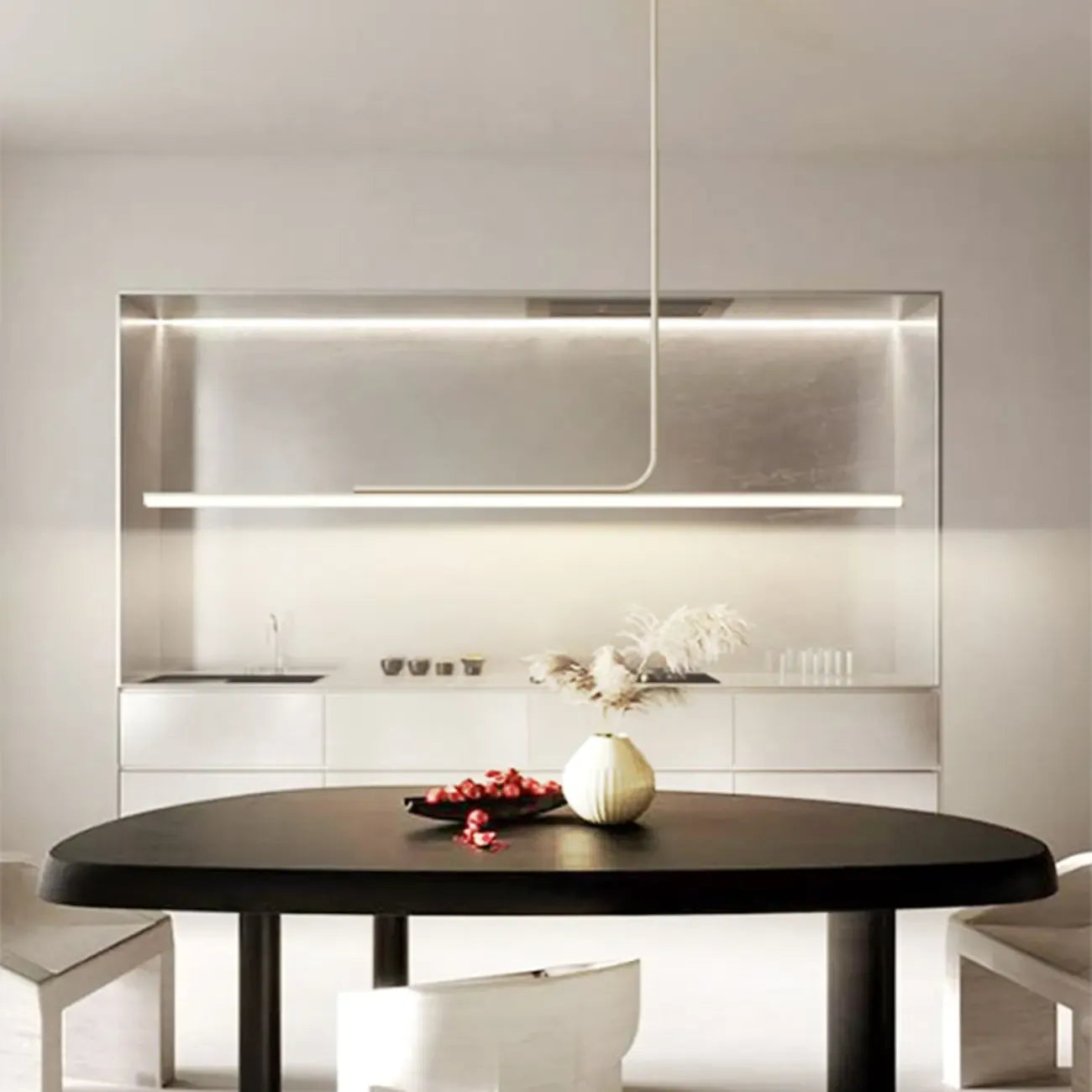 Modern Linear LED Pendant Light Dimmable Metal for Kitchen