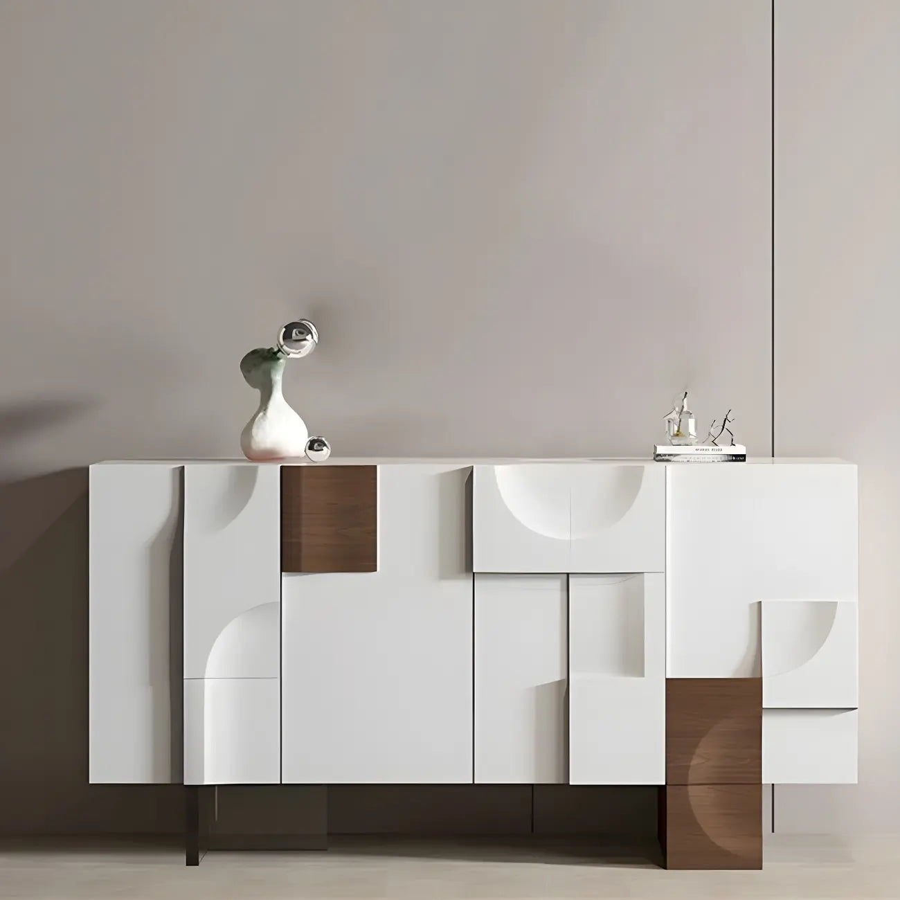 Artistic Cream Solid Wood Shoe Storage Cabinet