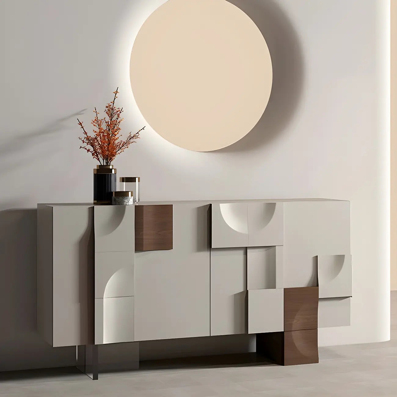 Artistic Cream Solid Wood Shoe Storage Cabinet