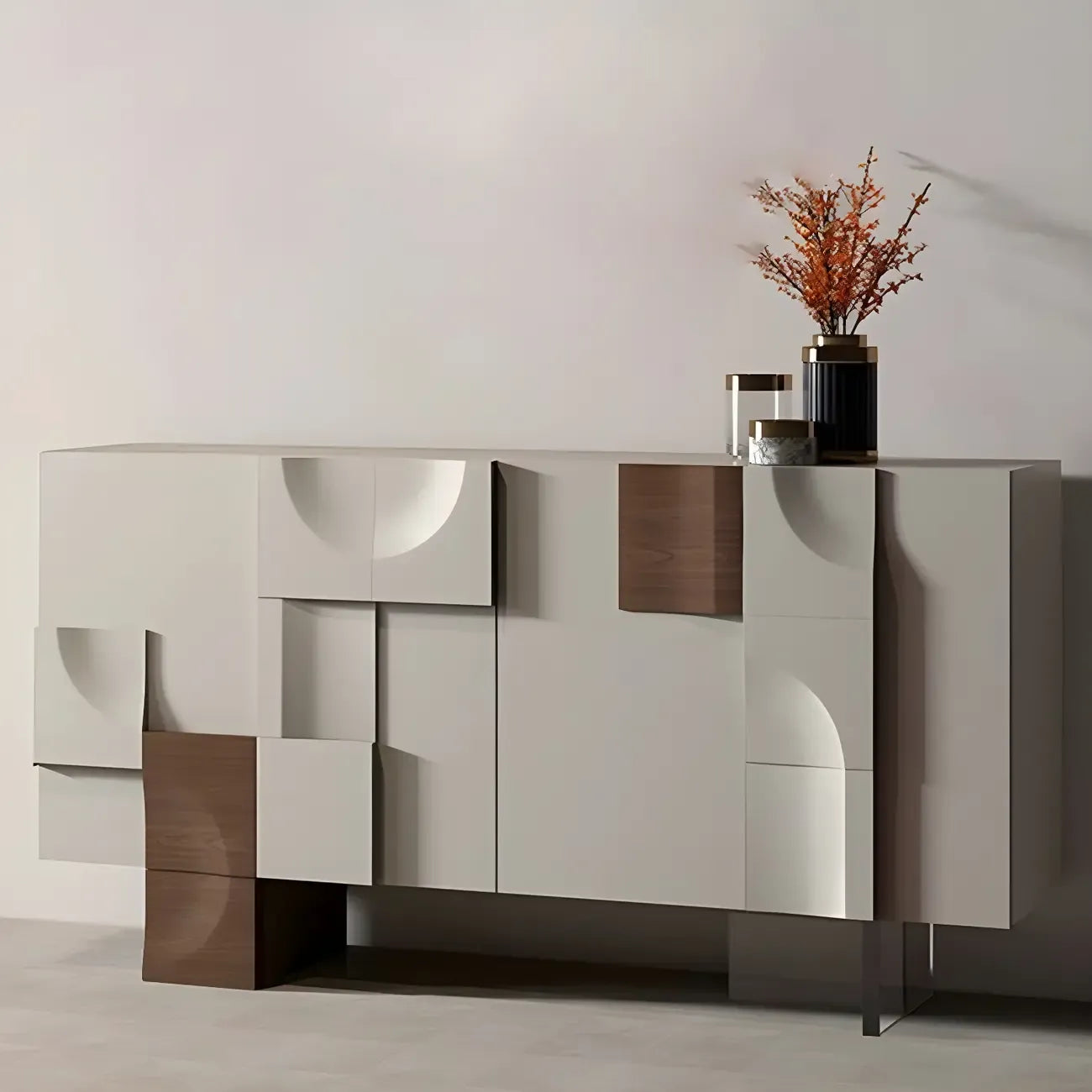 Artistic Cream Solid Wood Shoe Storage Cabinet